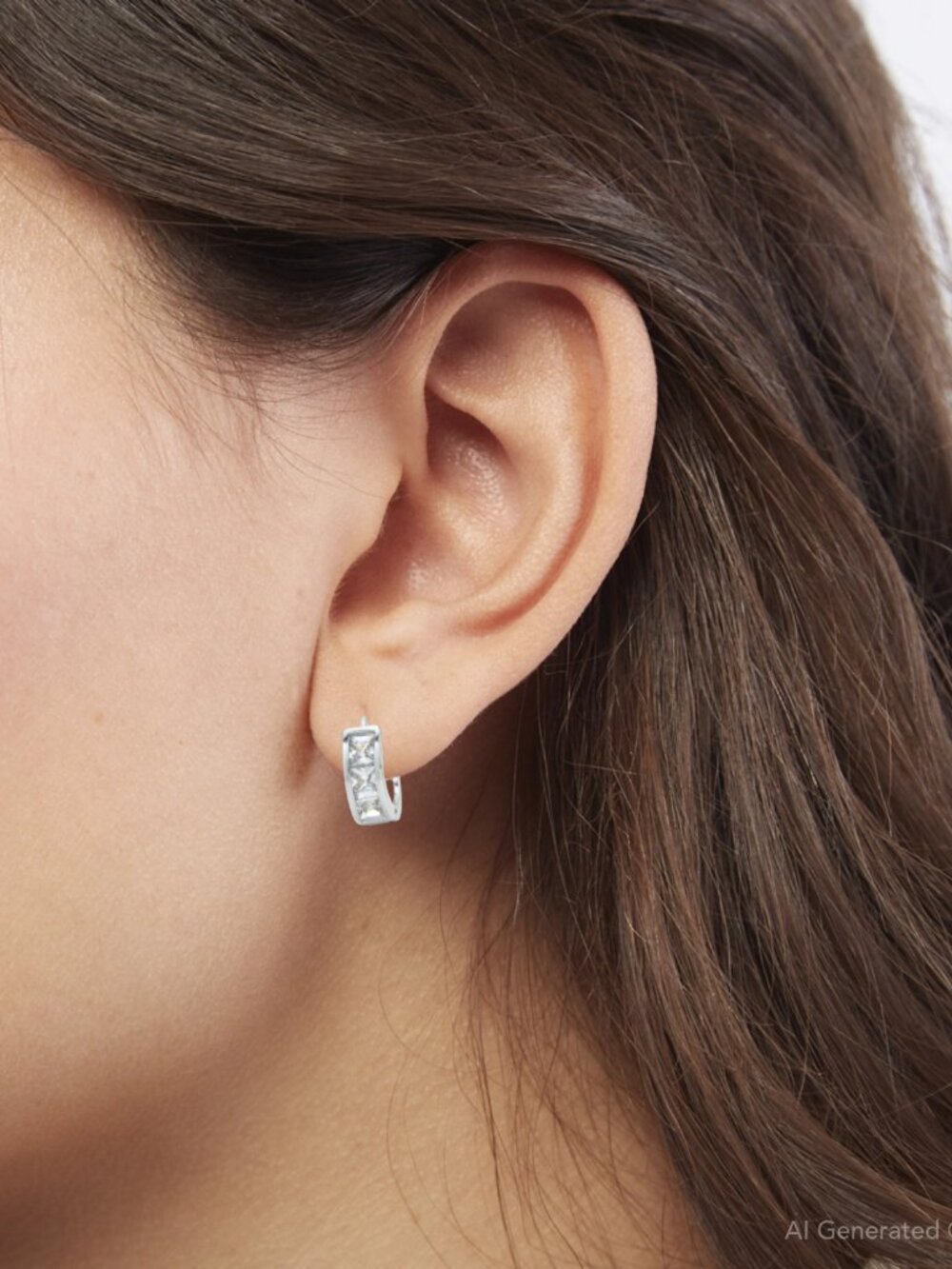 Banter Princess-Cut Cubic Zirconia Huggie Earrings in Sterling Silver